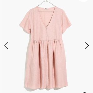 Madewell Linen-Blend Button-Front Mini Dress